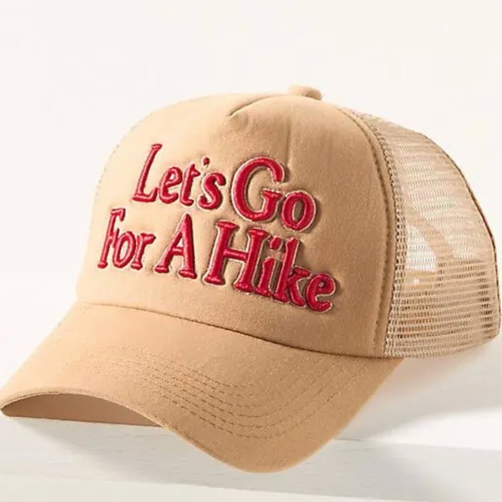 let's go for a hike trucker hat - beige